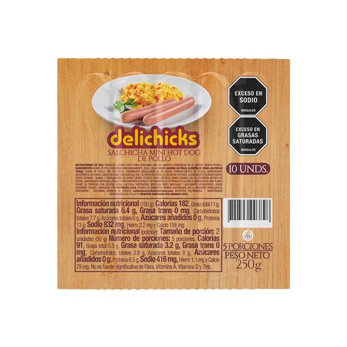 Salchicha Mini Hot Dog 250g X 10 Un