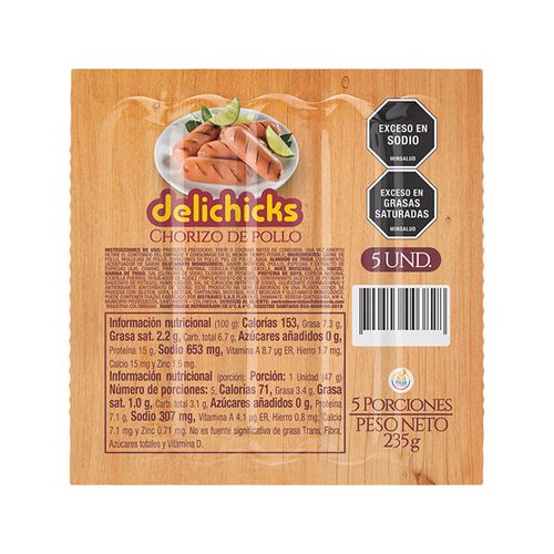 Chorizo pollo 235g x 5 Und.