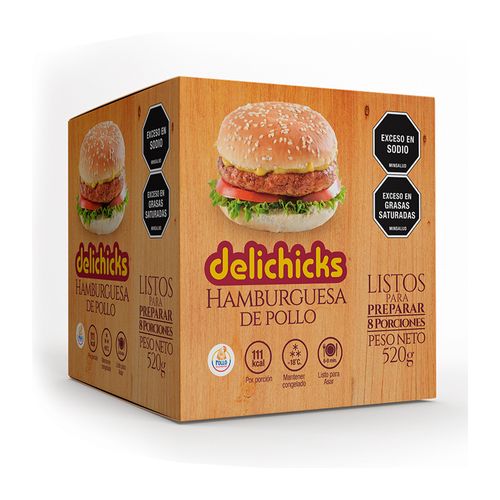 Hamburguesa de pollo 520g x 8 Und.