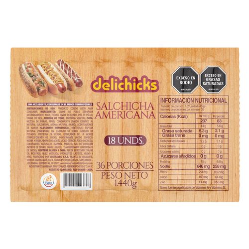 Salchicha Americana 36 x 18 und