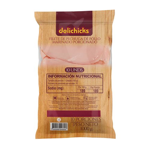 Filete de Pechuga porcionado 1000g x 10 unds.