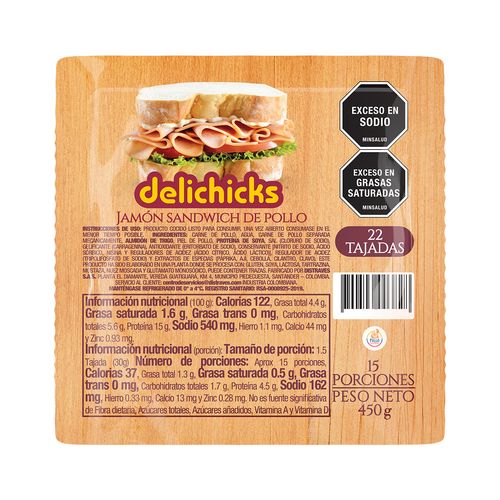Jamón Sándwich de Pollo 450g x 22 unds.
